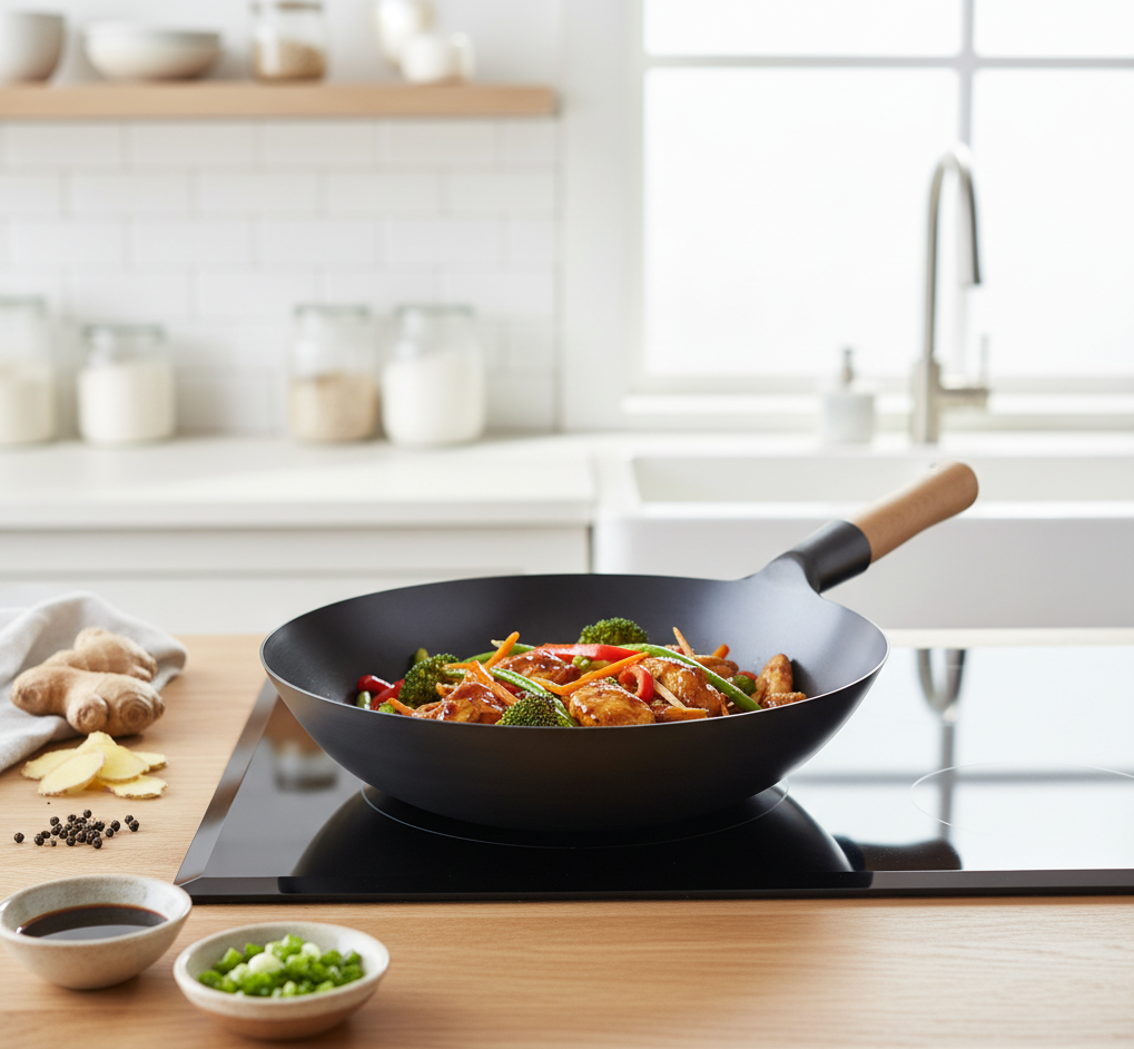Wok en acier inoxydable