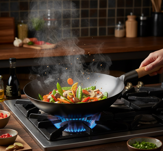 Wok en acier inoxydable