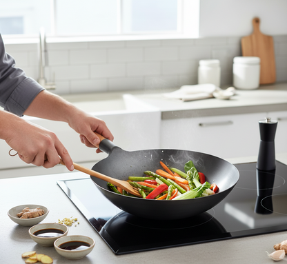 Wok en acier inoxydable